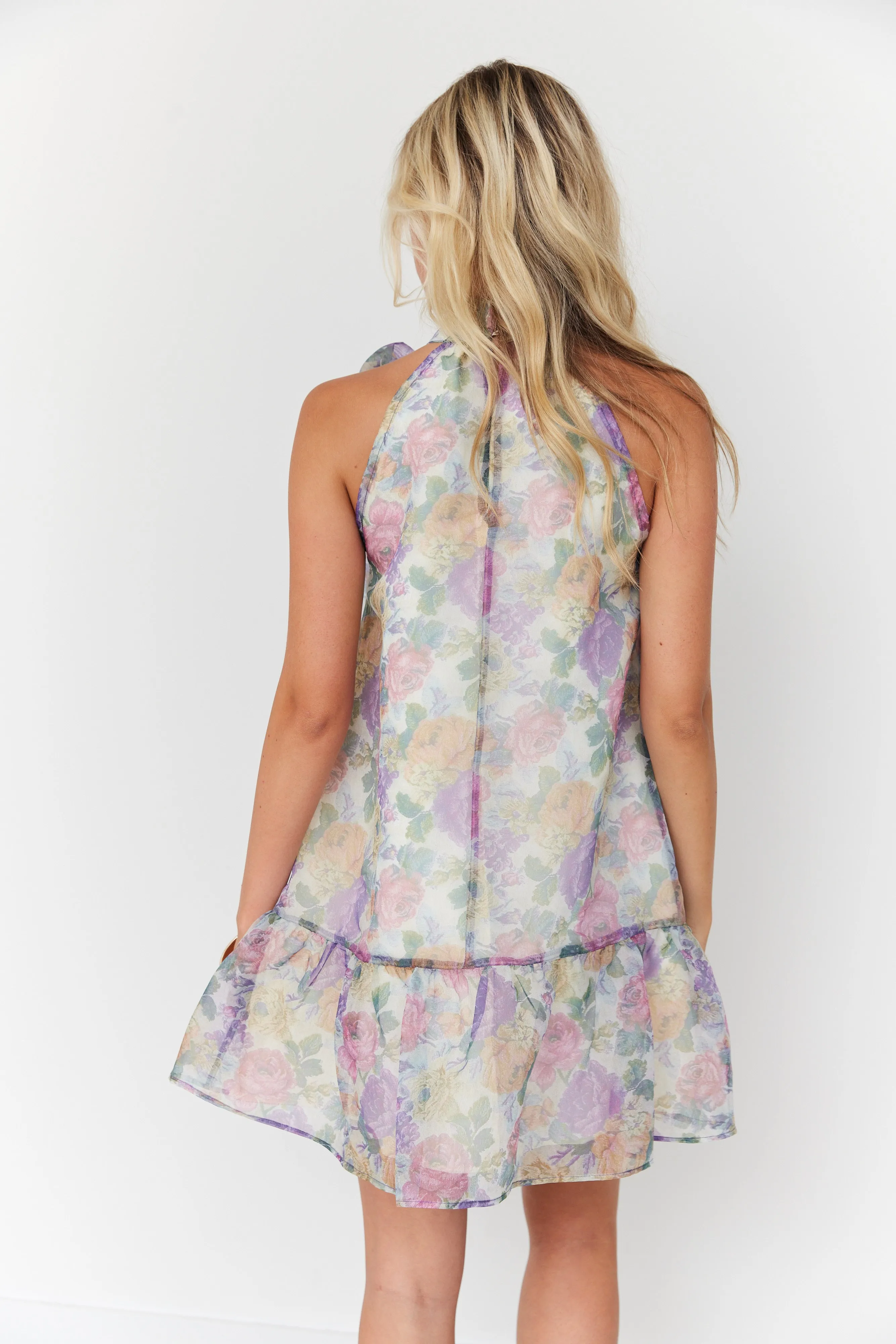 SALE - Eve Tie Neck Floral Mini Dress