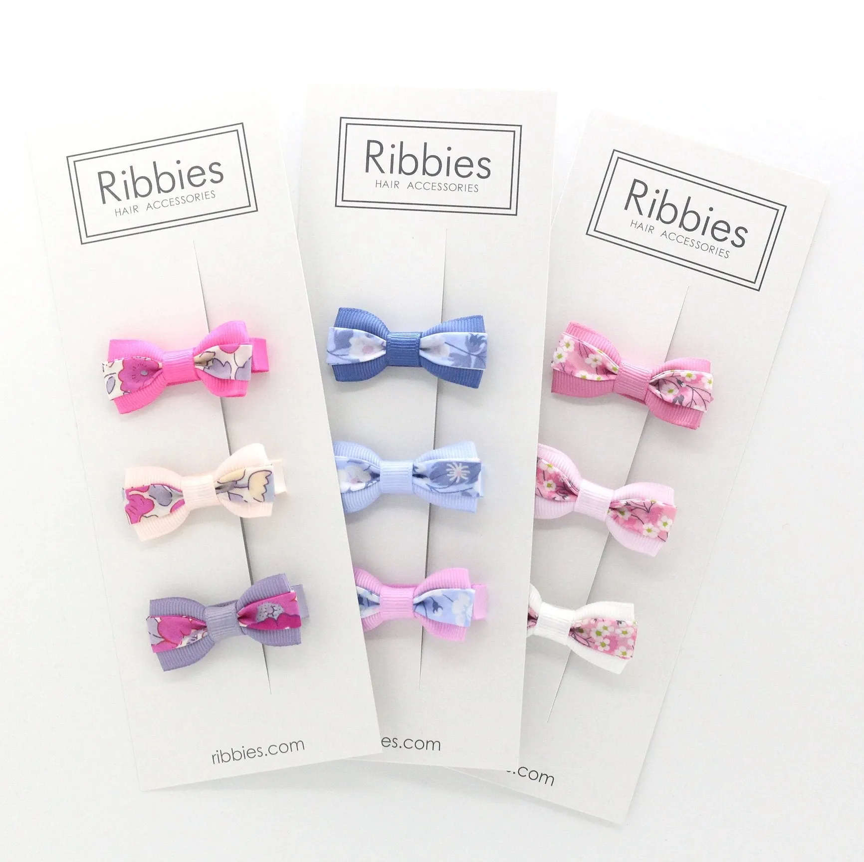 Set of 4 Liberty Bows - Betsy Lime and Pastel Pink