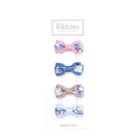 Set of 4 Liberty Bows - Organic Mitsi Pastel Blue