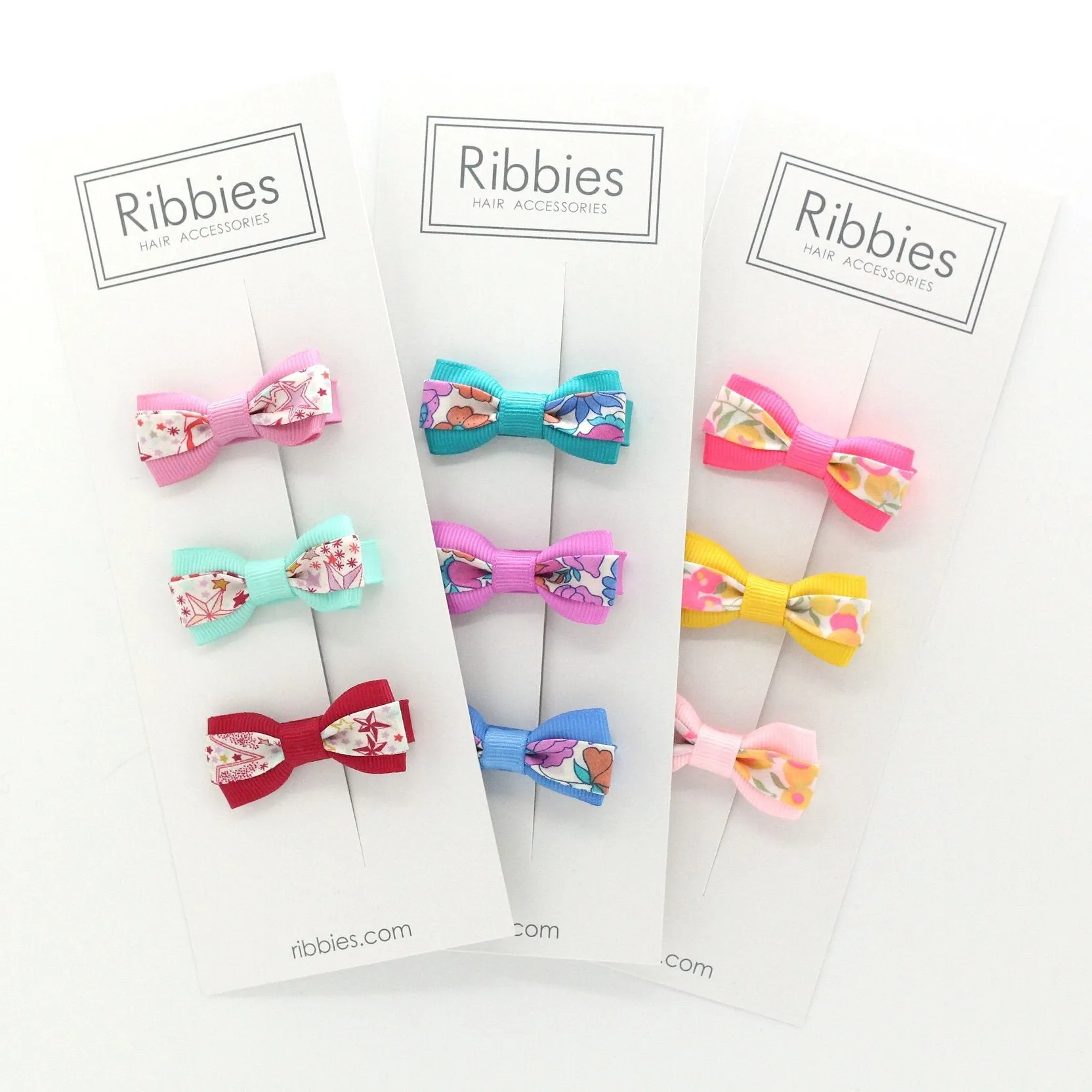 Set of 4 Liberty Bows - Organic Mitsi Pastel Blue