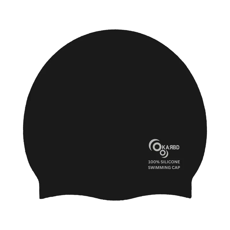 Silicone Swimming Cap for Kids/Adults | Unisex Universal Size Swimming Pool Head Cap | Black Colour