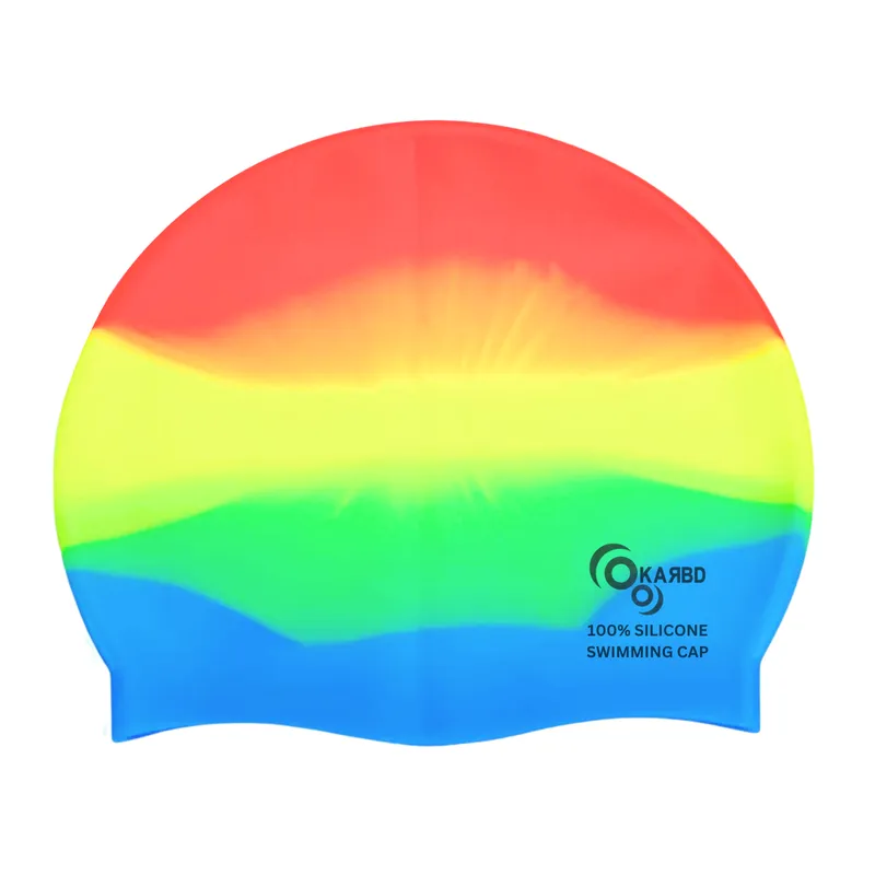 Silicone Swimming Cap for Kids/Adults | Unisex Universal Size Swimming Pool Head Cap | Rainbow