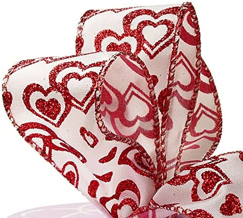 Valentine's Day Hearts Wired Ribbon – 2 1/2" x 10 Yards