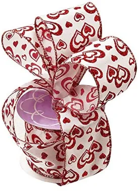 Valentine's Day Hearts Wired Ribbon – 2 1/2" x 10 Yards