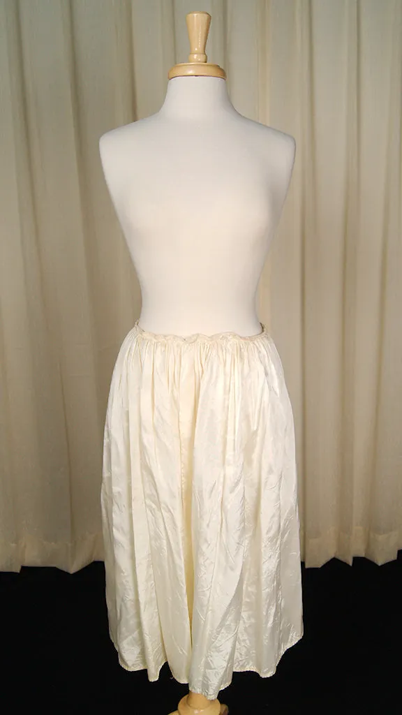 Vintage 1950s Ivory Flocked Swing Dress