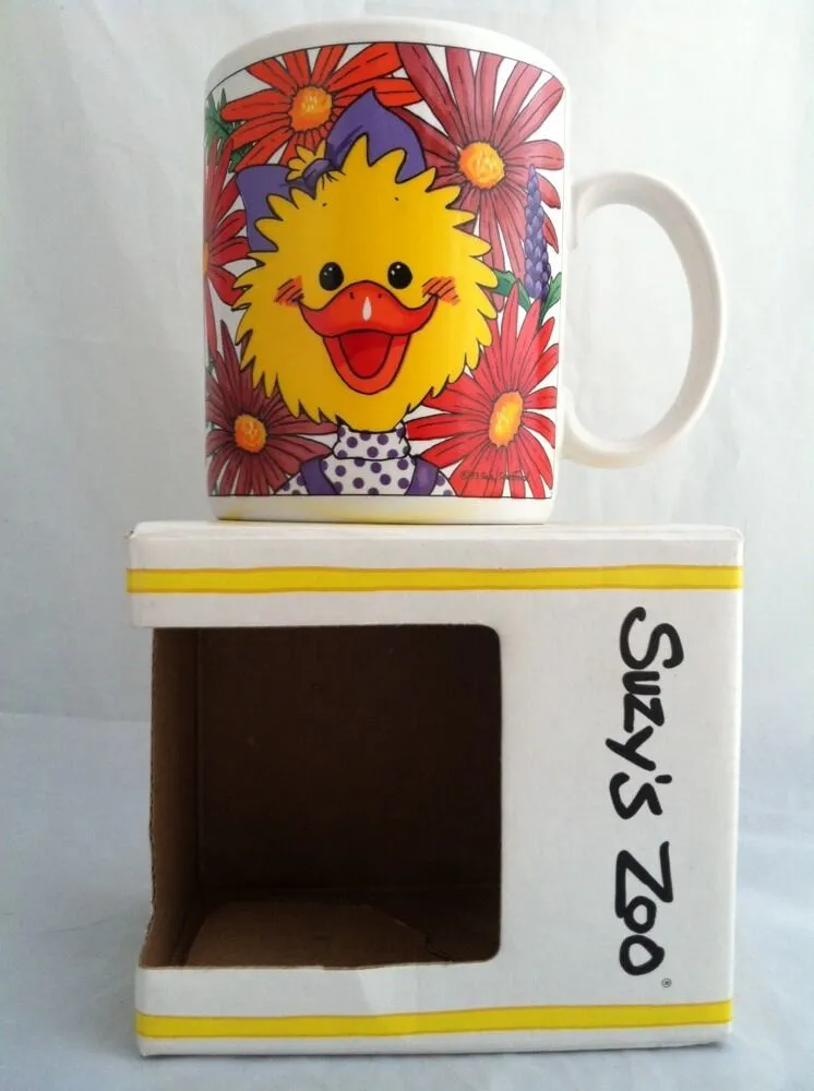 Vintage Suzy's Zoo Suzy Ducken and the Daisies Ceramic Collectible Mug 1993 12 oz Cup