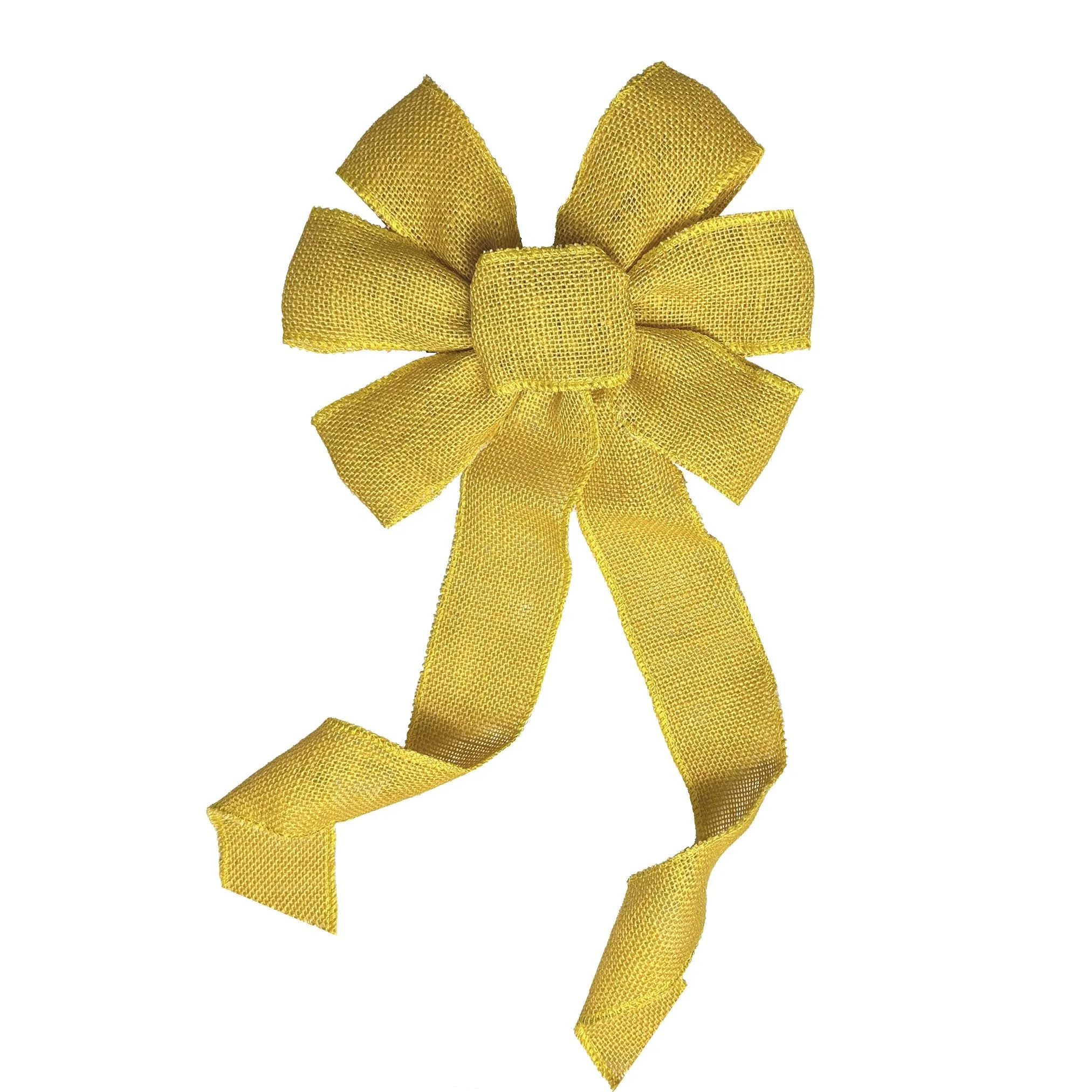 Yellow Burlap Wreath Bow - 10" Wide, 18" Long Tails