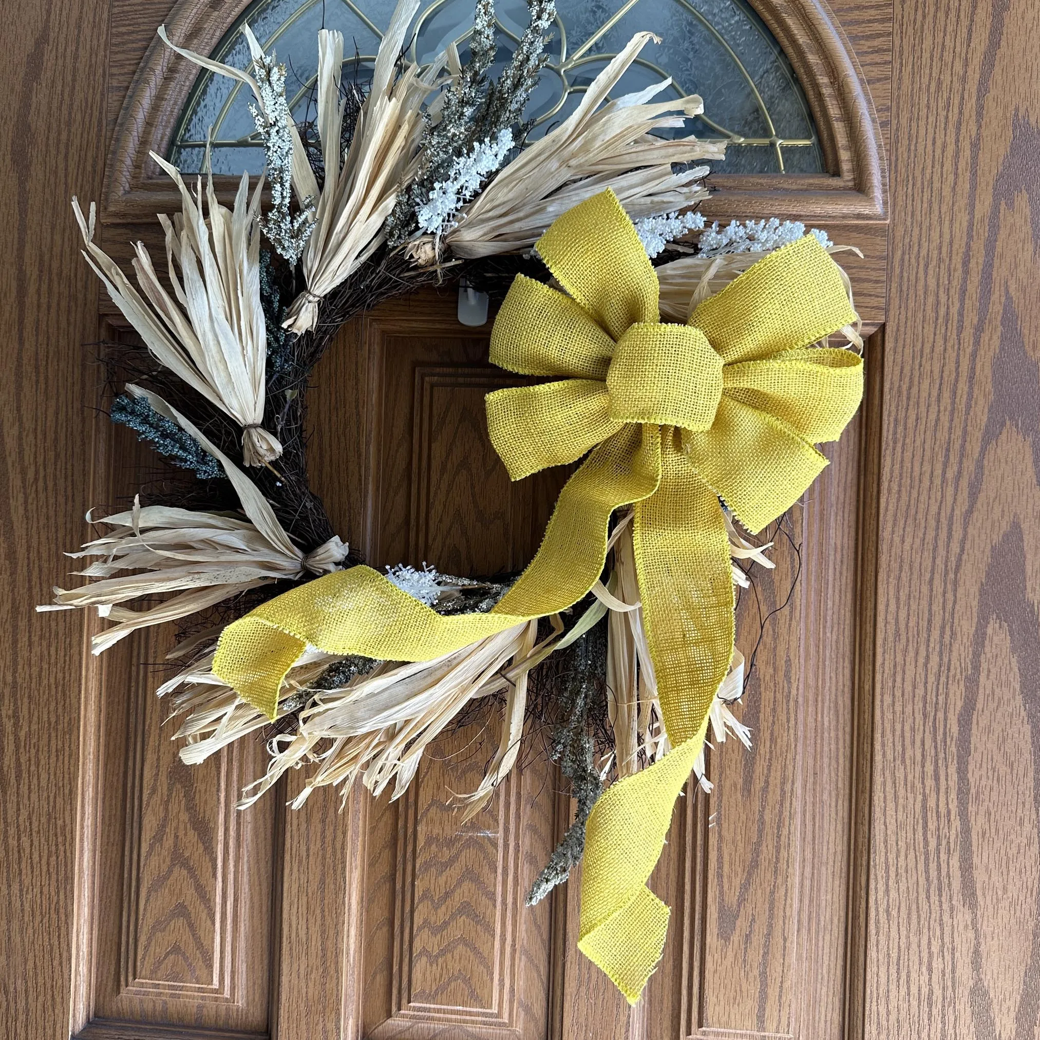 Yellow Burlap Wreath Bow - 10" Wide, 18" Long Tails